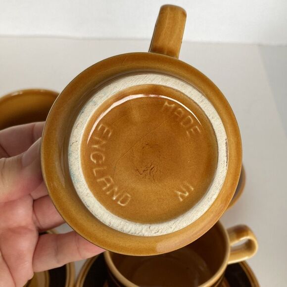 Vintage MCM Royal‎ Alma Staffordshire Ironware Cups and Sucers Set of 4 - Picture 10 of 16